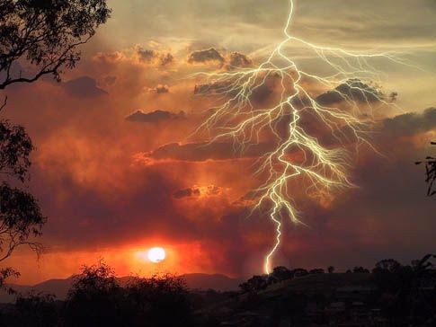 Lightning in the sunset
