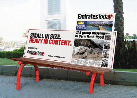 Emirates Today Bench Advertisement